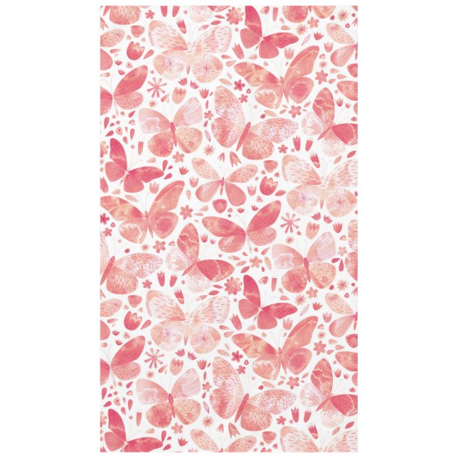 Papillons Aquarelle Corail rose nappe (Devant)