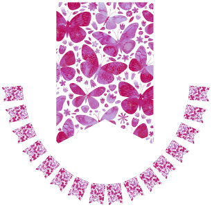 Papillons Aquarelle Magenta Pink Bunts Drapeaux