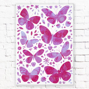 Papillons Aquarelle Magenta Pink Photo Impression