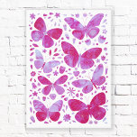 Papillons Aquarelle Magenta toile rose Imprimer<br><div class="desc">Peinture à papillon Magenta rose et blanc aquarelle.</div>