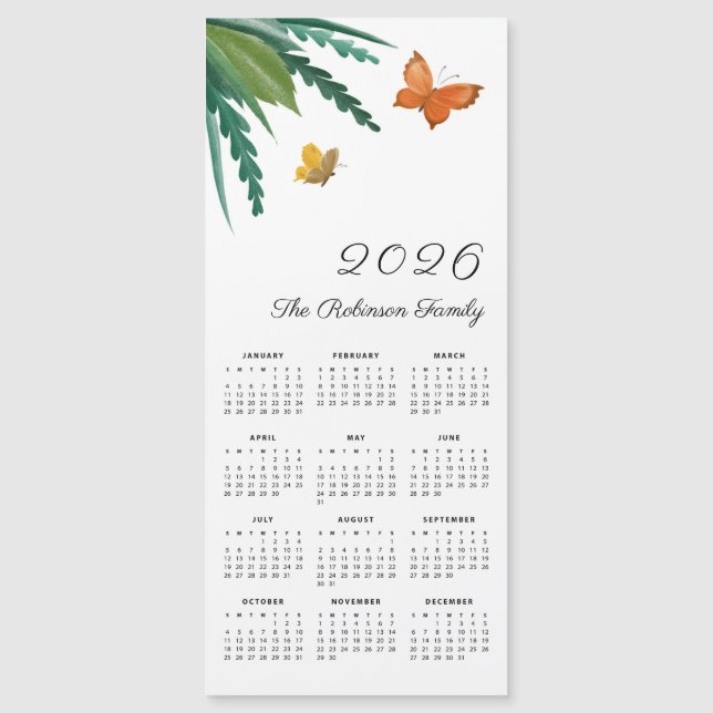Papillons aquarelles élégants Calendrier mignon 20 (Devant)