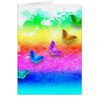 Papillons arc-en-ciel peint carte verticale