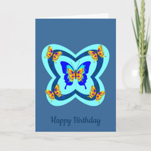 Papillons aux tons bleus multiples Carte d'anniver