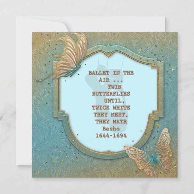 Papillons avec haïku par le invitation Basho (Devant)
