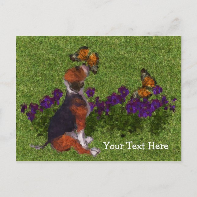 Papillons beagle Chiot Carte postale personnalisab (Devant)