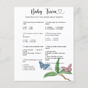 Papillons - Bébé Quiz Jeu de Baby Shower