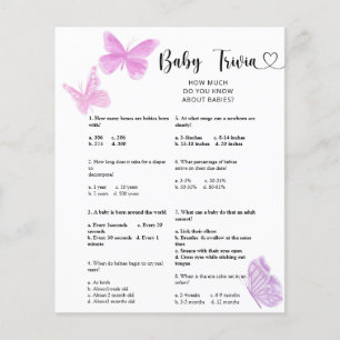 Papillons - Bébé Quiz   Jeu de Baby Shower