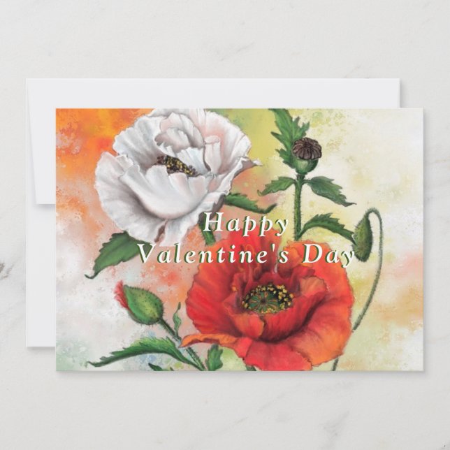 Papillons blancs et rouges Carte Saint Valentin (Devant)