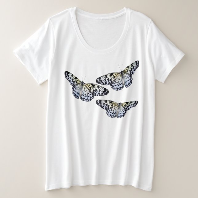 Papillons blancs pour femmes de plus de taille (Design devant)
