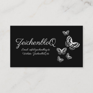 Papillons blancs sur Carte de visite noir