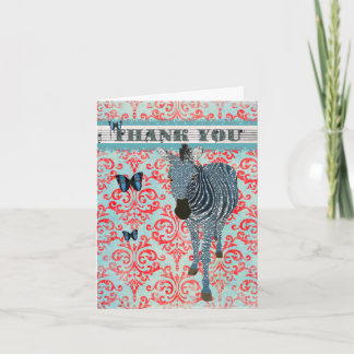 Papillons bleus de Boho et carte de remerciements