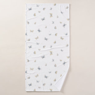 Papillons bleus et crème Coeur Insectes de jardin