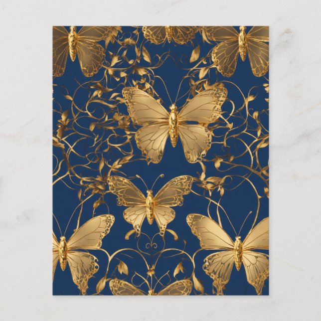 Papillons bleus métalliques avec Vins d'or (Devant)