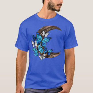 Papillons bleus sur croissant en bois TShirt