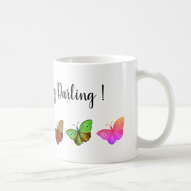 Papillons colorés Mug texte (Droite)