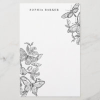 Papillons croqués noirs et blancs Papeterie