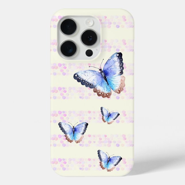 Papillons d'aquarelle sur Coque Bokeh Light Stripe (Verso)