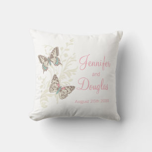 Papillons d'art encré coussin mariage personnalisé