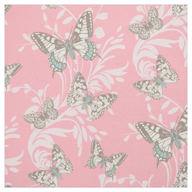 Papillons d'art graphique damassé tissu d'insecte  (Échantillon)