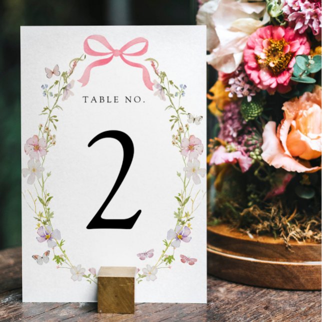 Papillons de fleurs sauvages roses Numéro de table (Créateur téléchargé)