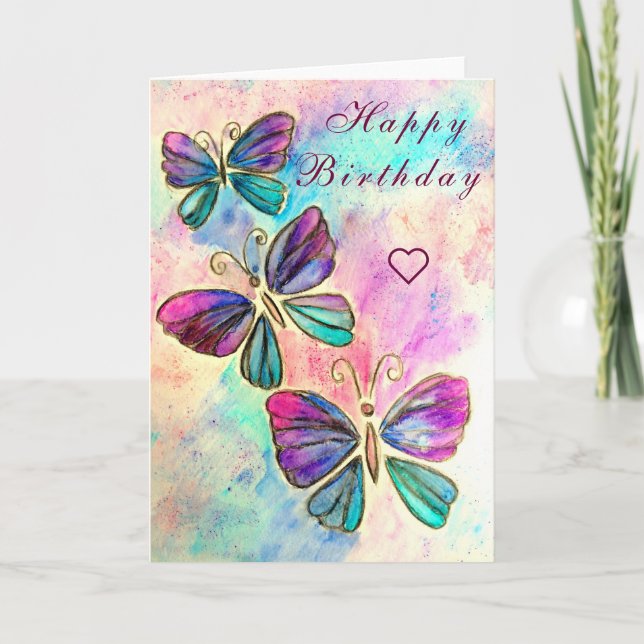 Papillons de printemps volant carte d'anniversaire (Devant)