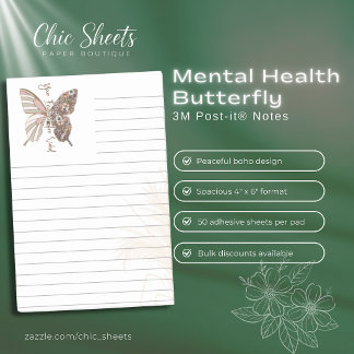Papillons de santé mentale Boho Post-it® Notes 3M