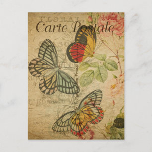 Papillons de style vintage Carte Postale Française