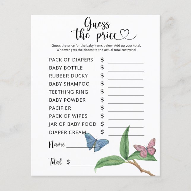 Papillons - Devinez le prix ! Jeu (Devant)