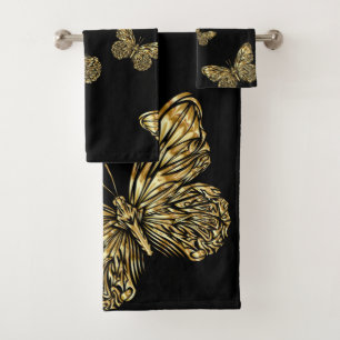 Papillons d'or au noir, motif décoratif mignon