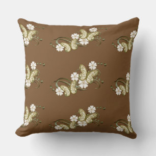 Papillons d'or Coussin de modèle Floral