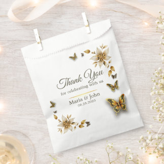 Papillons d'or Mariage Favor Sacs