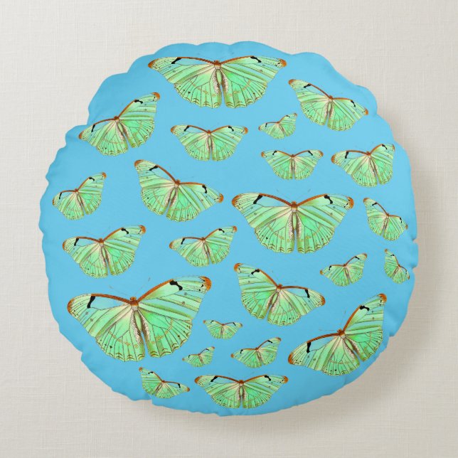 Papillons du ciel Coussin rond (Devant)