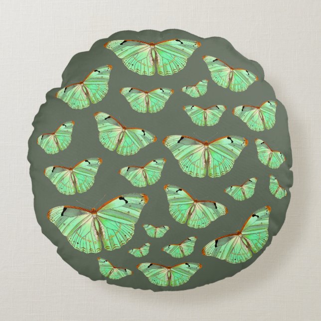 Papillons du ciel Coussin rond (Devant)