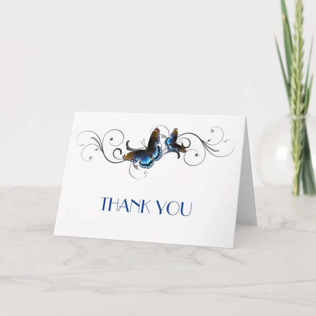 Papillons élégants spirales florales Merci (Devant)