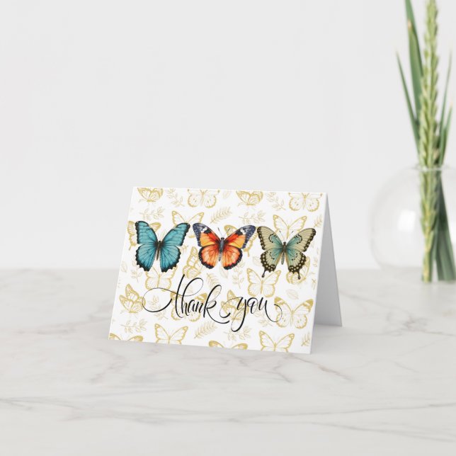 Papillons en Carte de remerciements de fleurs (Devant)