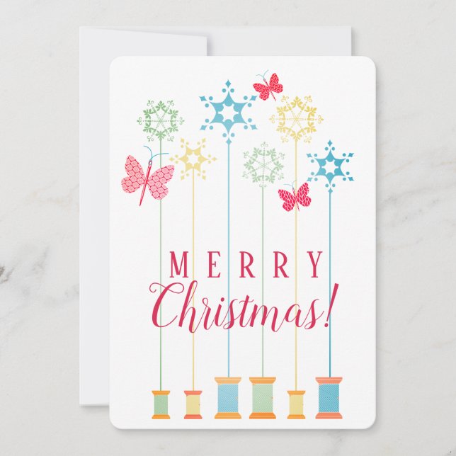 Papillons en fil d'aiguille artisanat carte de Noë (Devant)