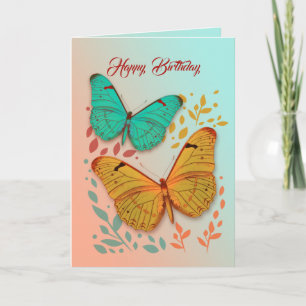 Papillons et carte d'anniversaire Feuille