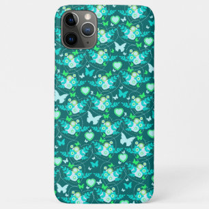 Papillons et coeurs floraux coque iphone vert jade