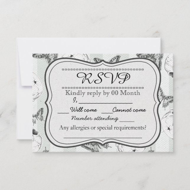 Papillons et crânes carte RSVP (Devant)