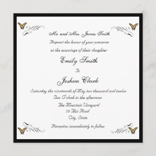 Papillons et faire-part de mariage à perruques