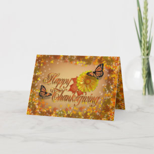 Papillons et fleurs de carte de bon thanksgiving