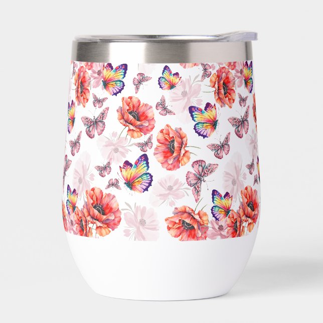 Papillons et fleurs de pavot (Gauche)