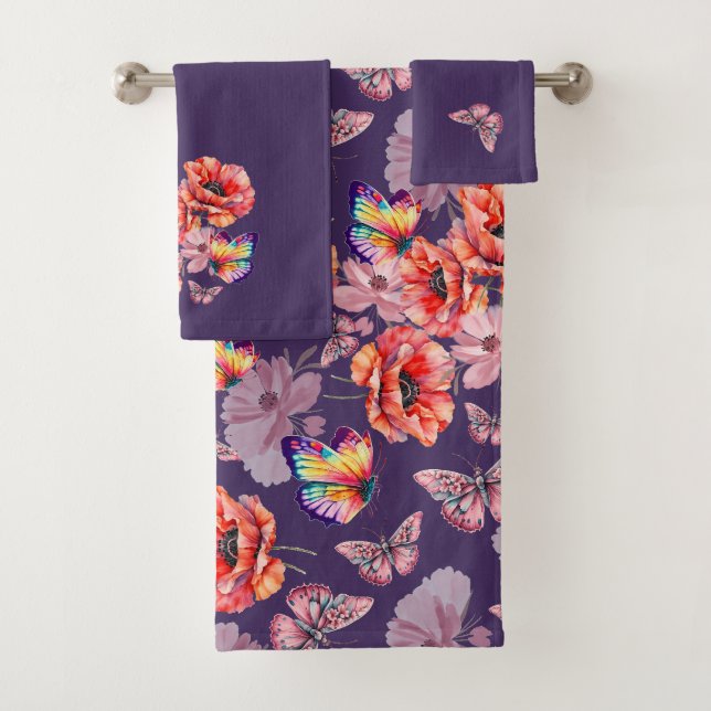 Papillons et fleurs de pavot (En situation)