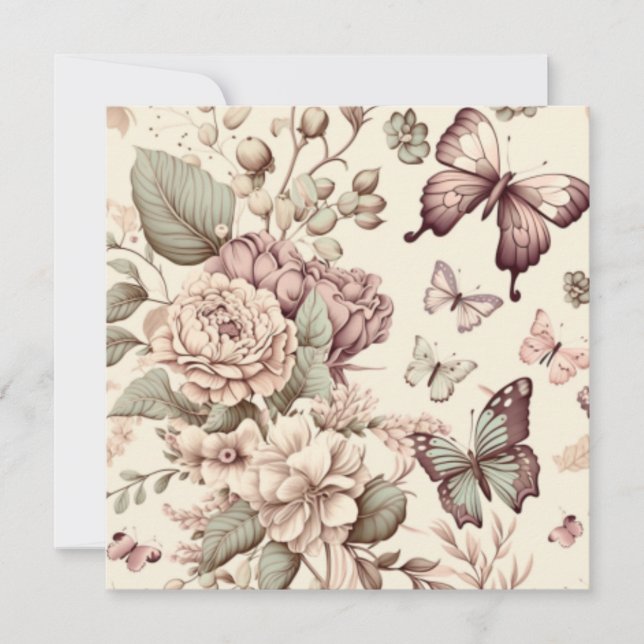 Papillons et fleurs décoration pastel (Devant)