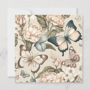 Papillons et fleurs pastel