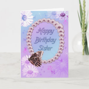 Papillons et marguerites Carte d'anniversaire pour