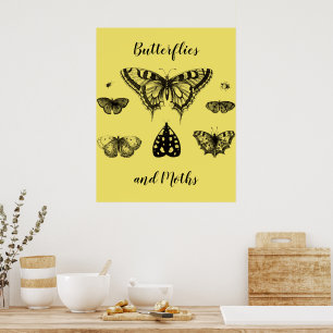 Papillons et Moths Impression Vintage