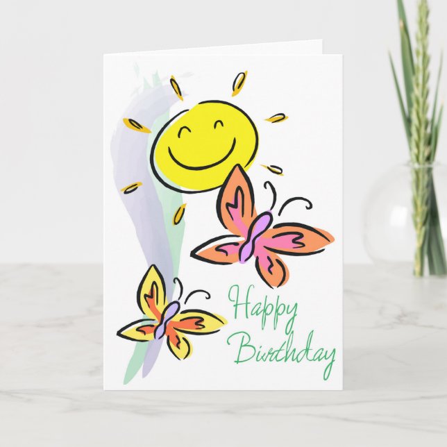 Papillons et Sunshine Carte BIrthday (Devant)
