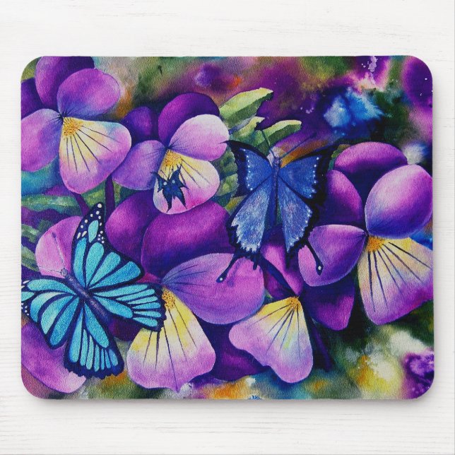 Papillons et tapis de souris de Pansie (Devant)