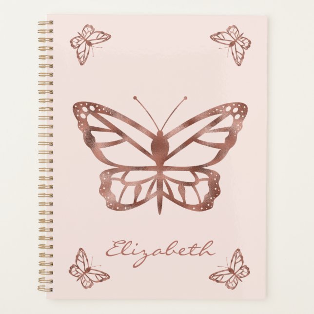 Papillons et texte personnalisé aspect feuille de  (Devant)